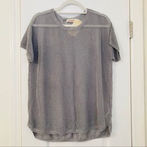 Michael Kors Silver Grey Net Short-Sleeve Top NWT